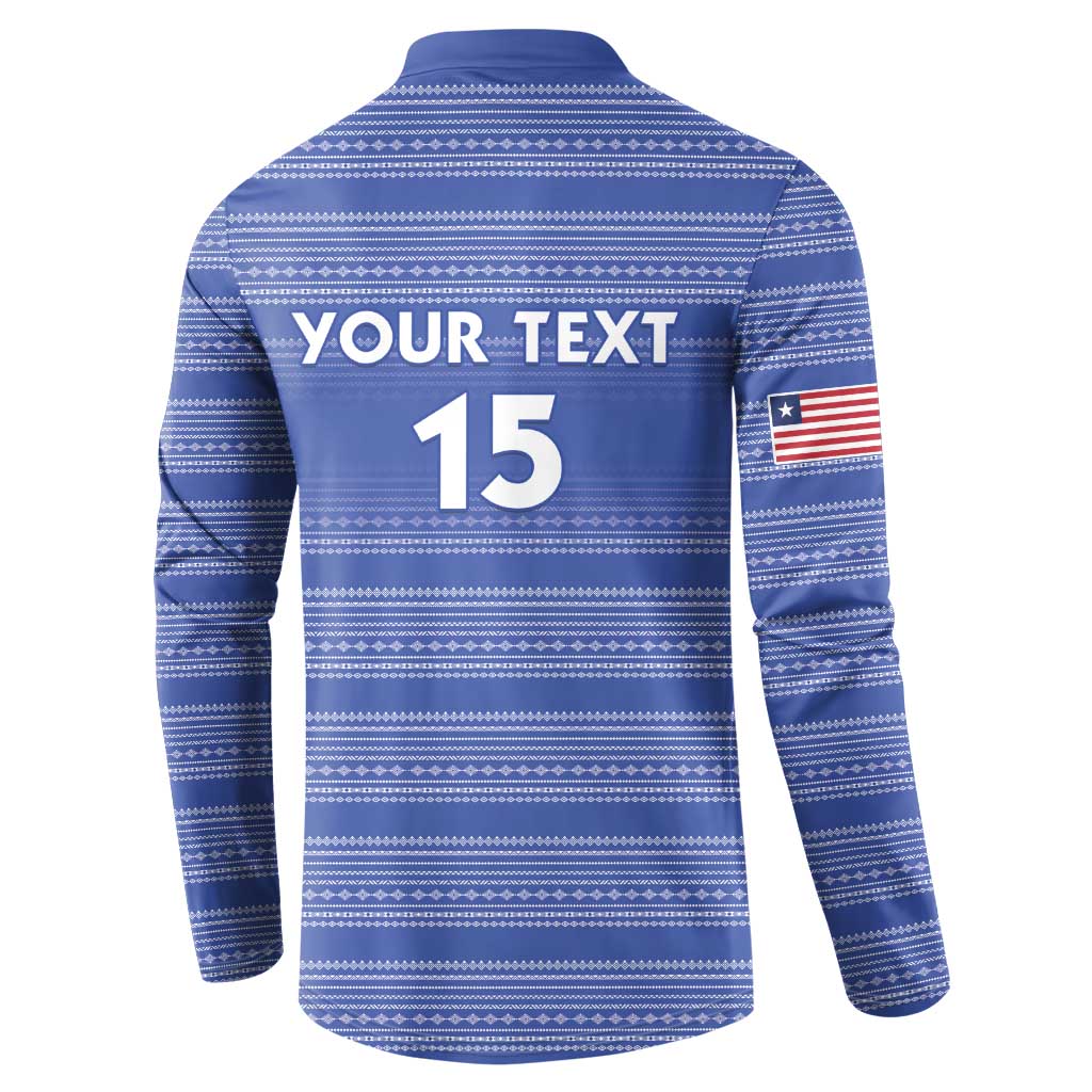 Custom Liberia Football Button Sweatshirt Women Blue Jersey