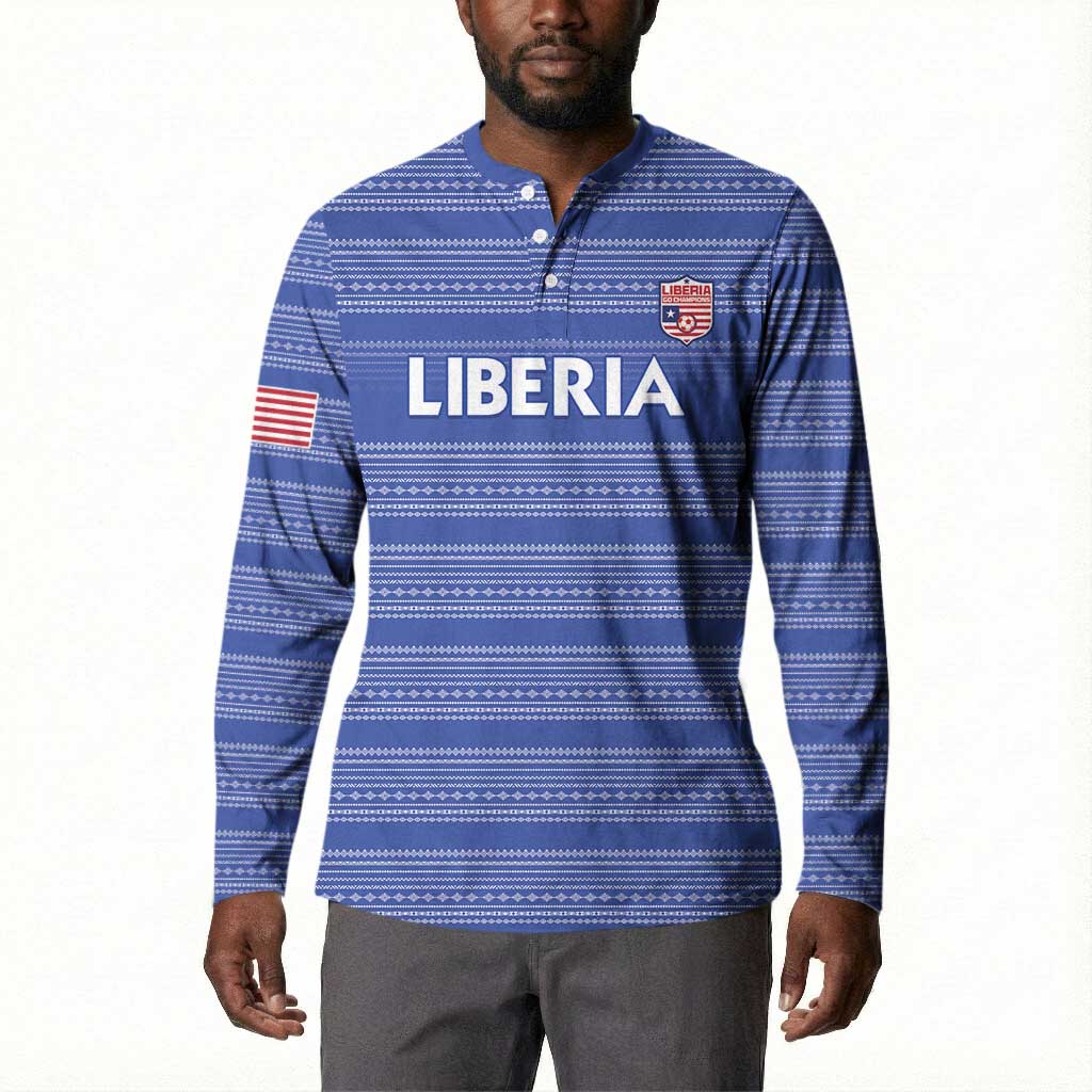 Custom Liberia Football Button Sweatshirt Women Blue Jersey