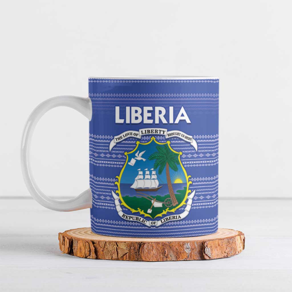 Custom Liberia Football Ceramic Mug Women Blue Jersey