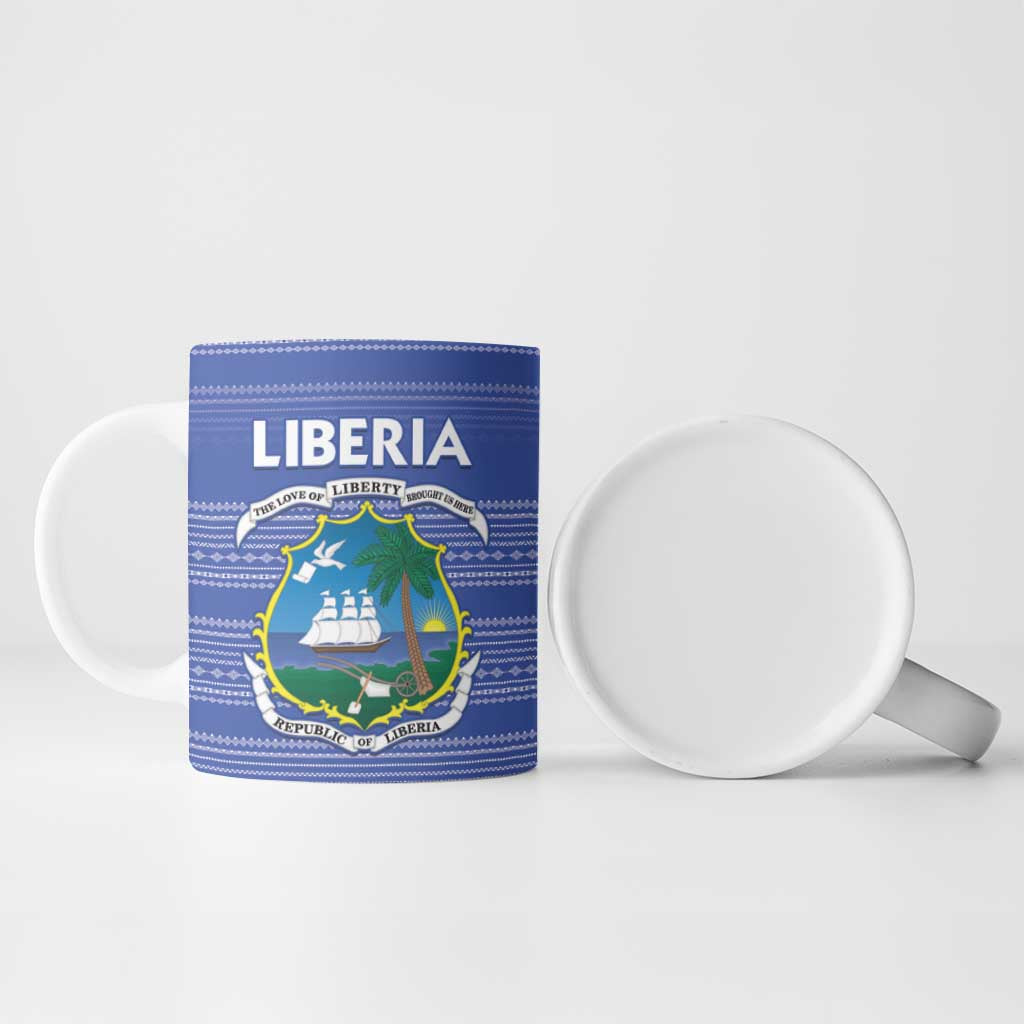 Custom Liberia Football Ceramic Mug Women Blue Jersey