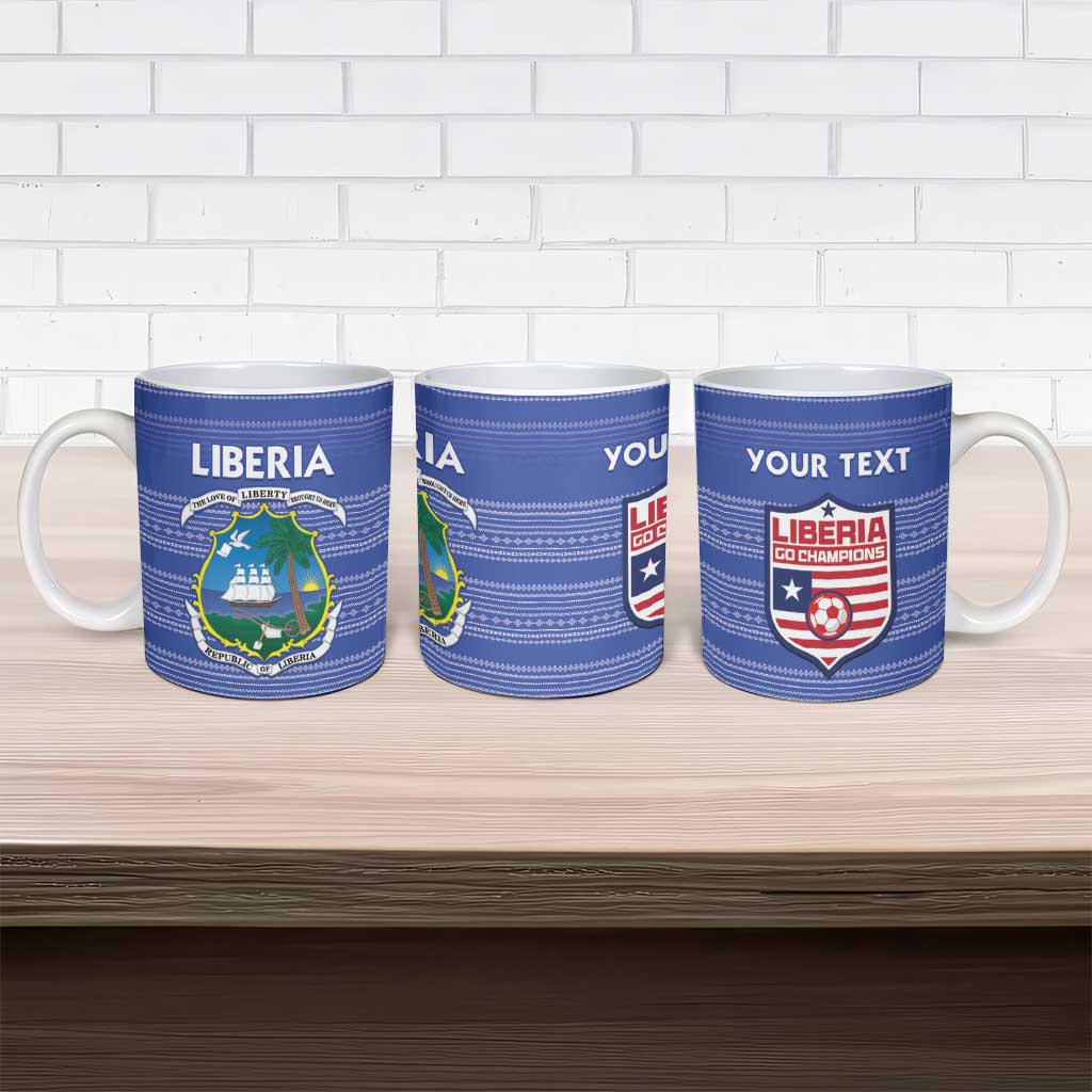 Custom Liberia Football Ceramic Mug Women Blue Jersey