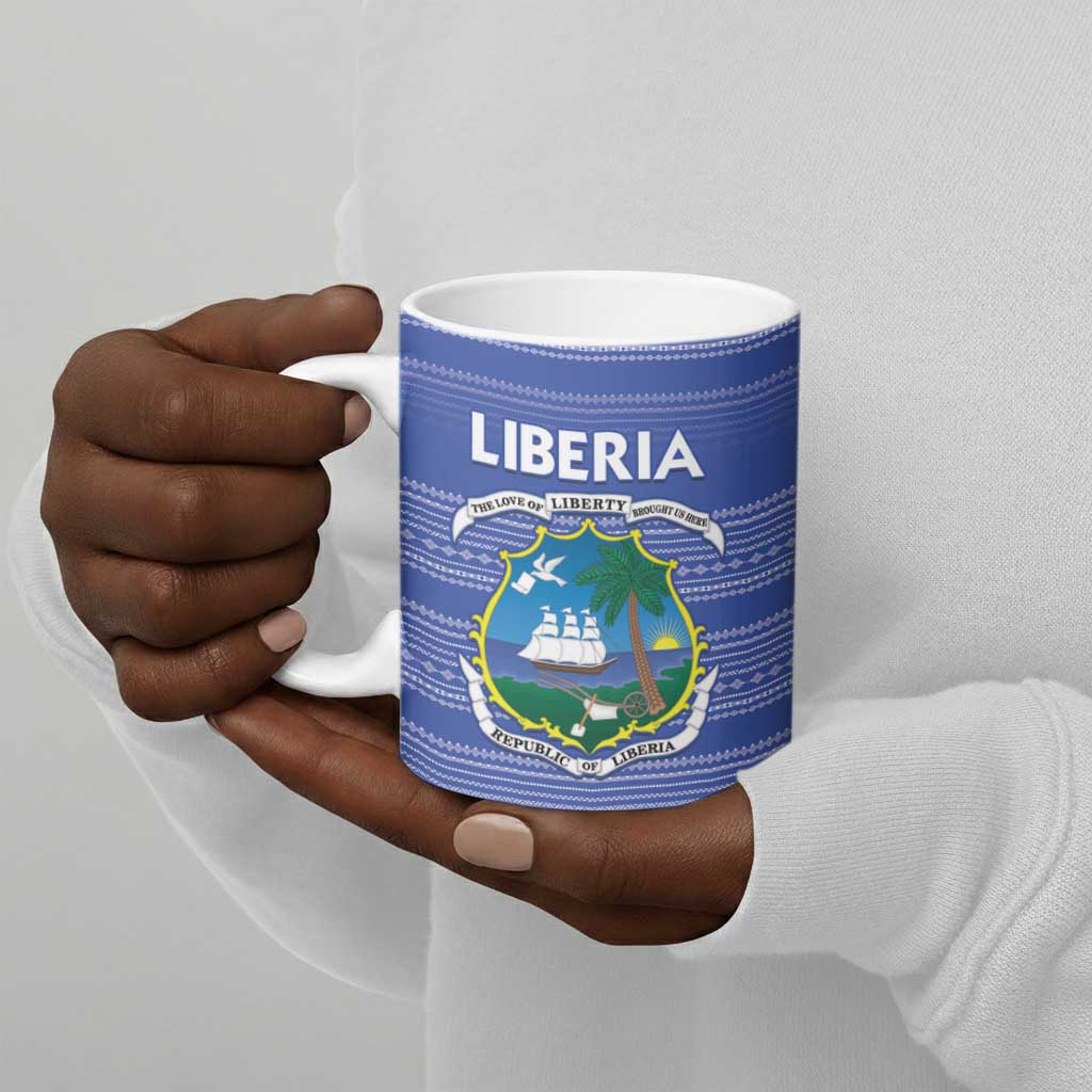 Custom Liberia Football Ceramic Mug Women Blue Jersey