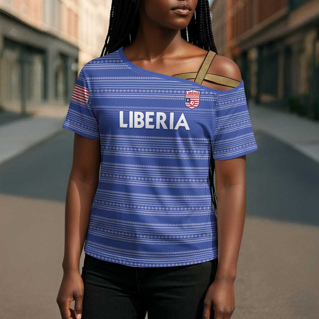 Custom Liberia Football Cross Shoulder Shirt Women Blue Jersey