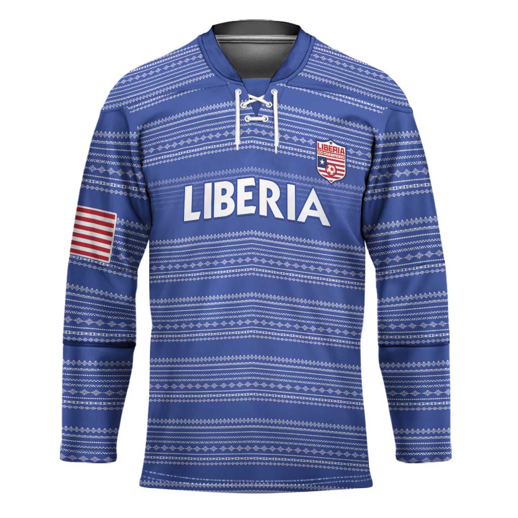 Custom Liberia Football Hockey Jersey Women Blue Jersey