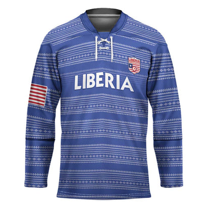 Custom Liberia Football Hockey Jersey Women Blue Jersey
