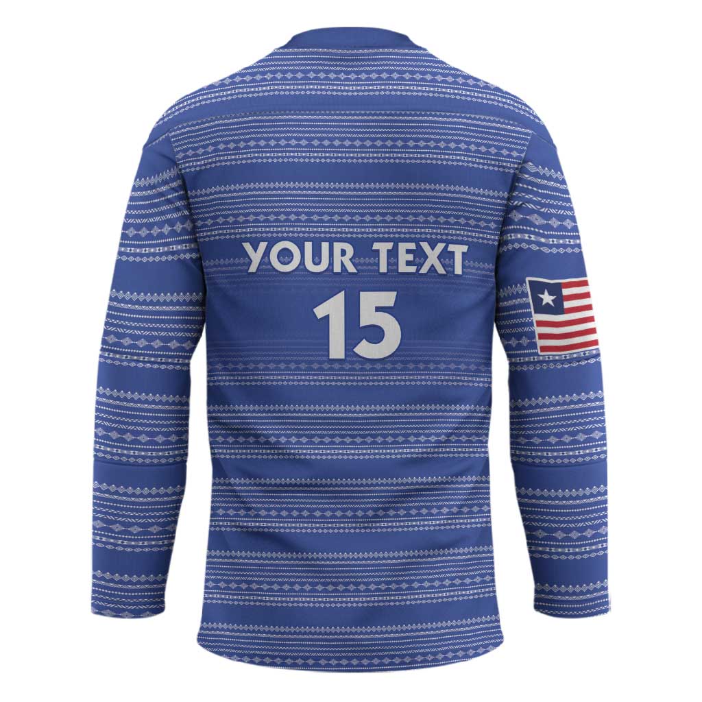 Custom Liberia Football Hockey Jersey Women Blue Jersey