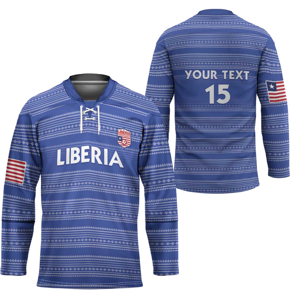 Custom Liberia Football Hockey Jersey Women Blue Jersey