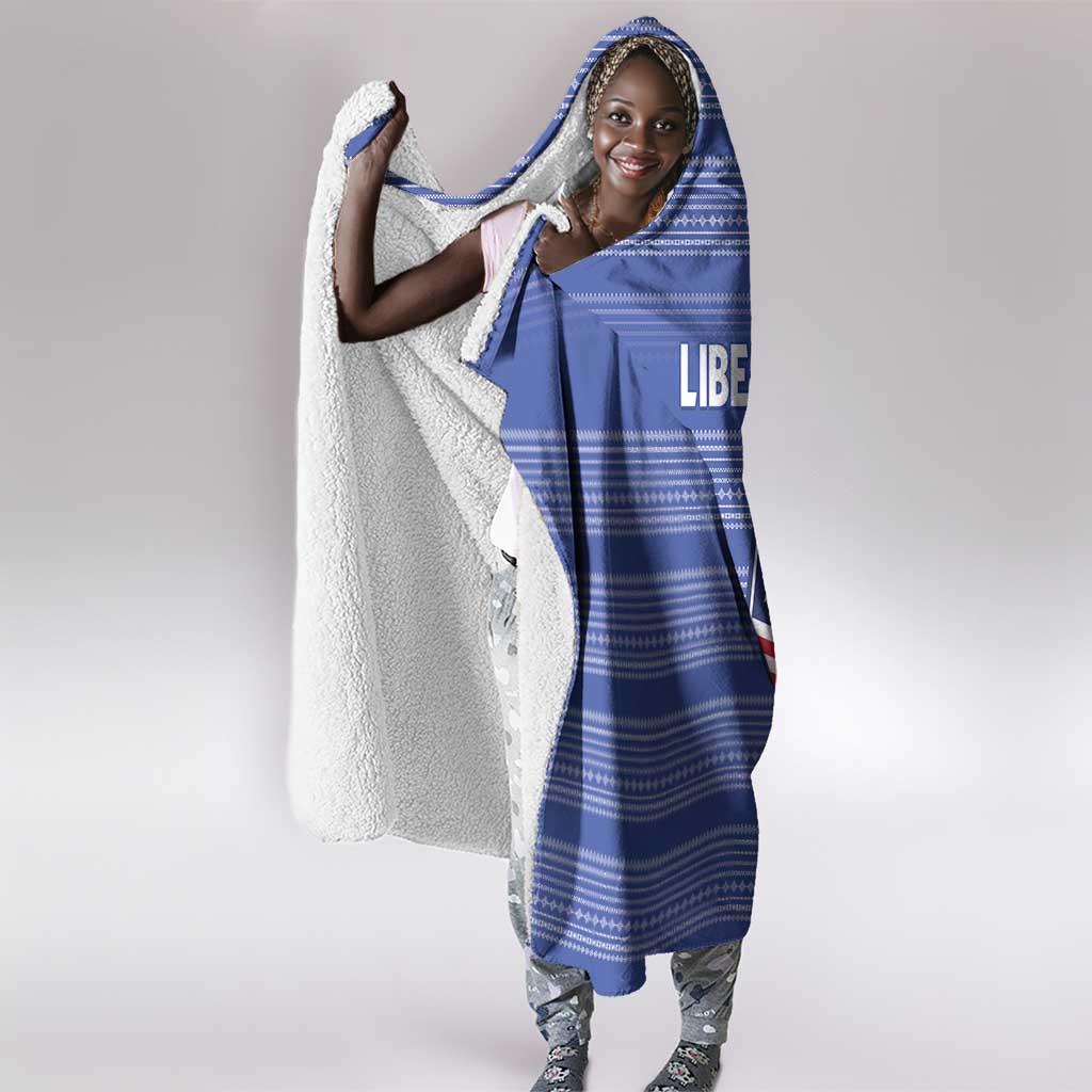 Liberia Football Hooded Blanket African Tribal Pattern - Blue Jersey - African Pride