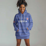 Custom Liberia Football Hoodie Dress African Tribal Pattern - Blue Jersey - African Pride