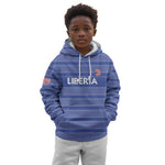 Custom Liberia Football Kid Hoodie African Tribal Pattern - Blue Jersey - African Pride