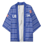 Custom Liberia Football Kimono Women Blue Jersey