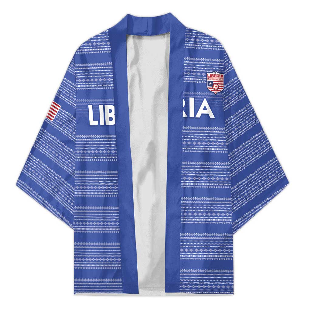 Custom Liberia Football Kimono Women Blue Jersey