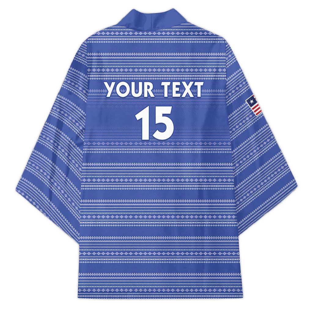 Custom Liberia Football Kimono Women Blue Jersey