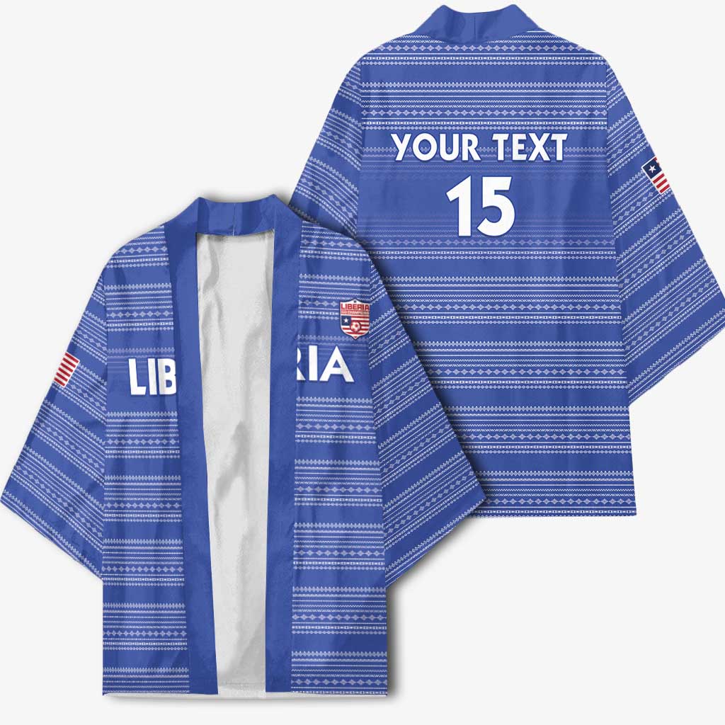 Custom Liberia Football Kimono Women Blue Jersey