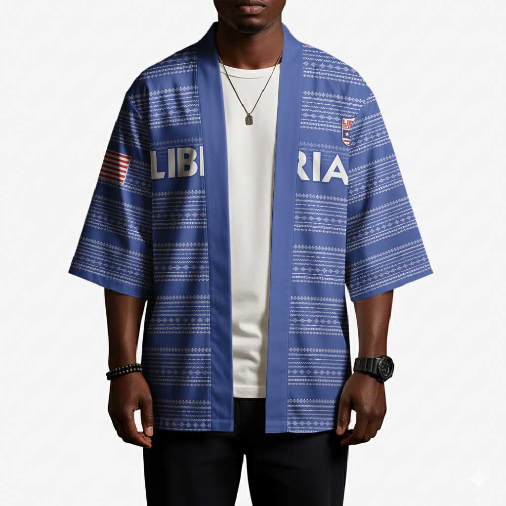 Custom Liberia Football Kimono Women Blue Jersey