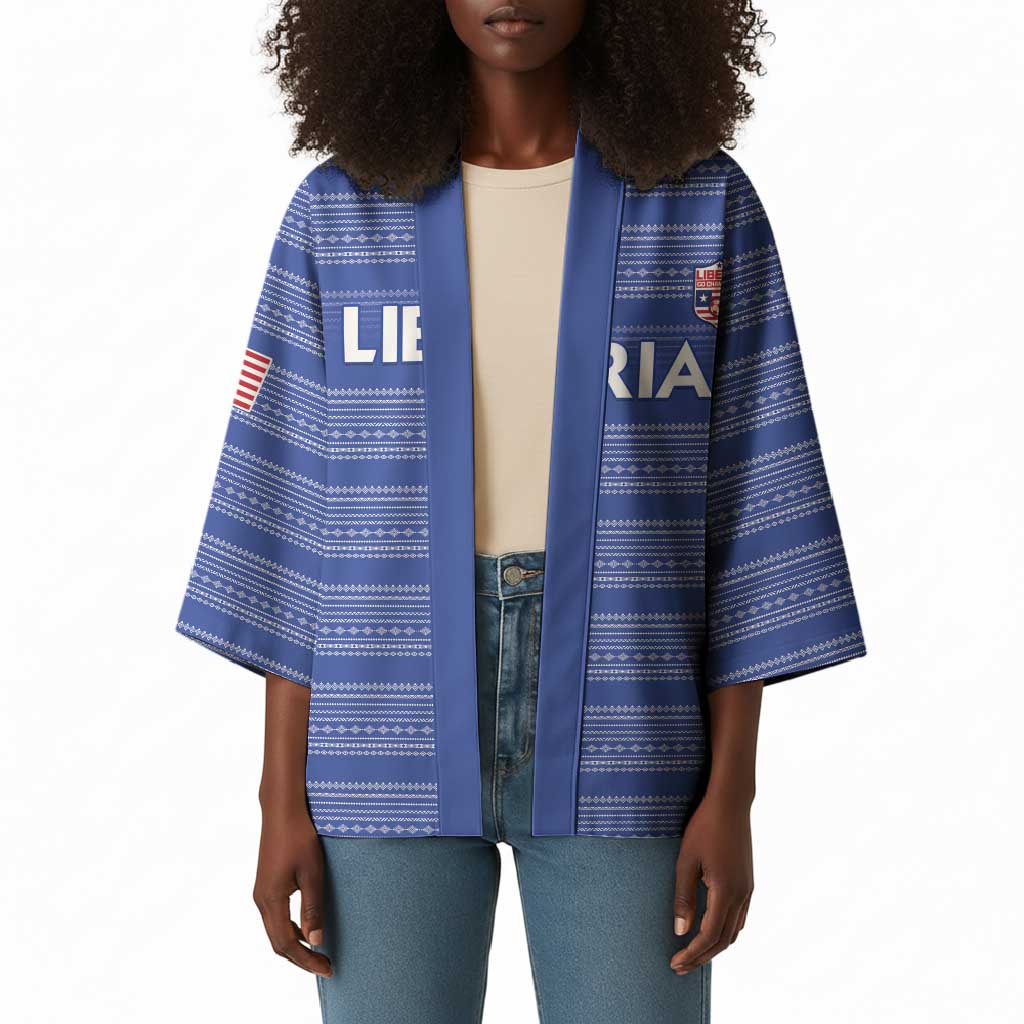 Custom Liberia Football Kimono Women Blue Jersey