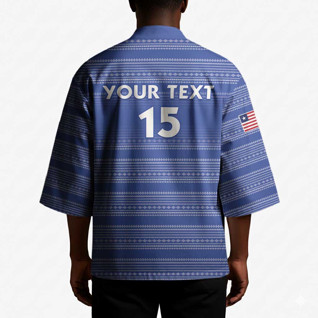 Custom Liberia Football Kimono Women Blue Jersey