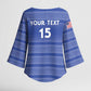 Custom Liberia Football Kimono Sleeve Blouse Women Blue Jersey