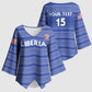 Custom Liberia Football Kimono Sleeve Blouse Women Blue Jersey