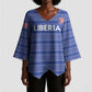 Custom Liberia Football Kimono Sleeve Blouse Women Blue Jersey