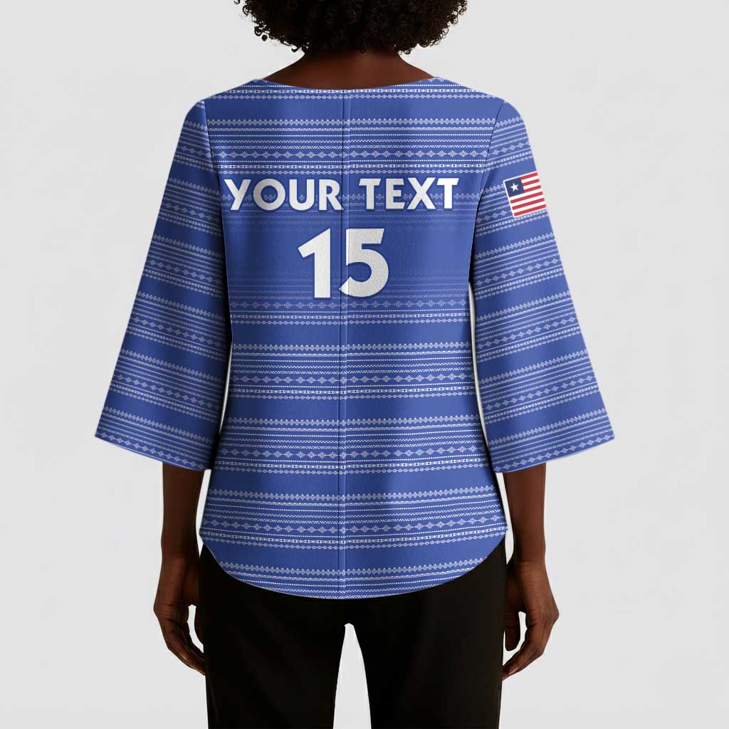 Custom Liberia Football Kimono Sleeve Blouse Women Blue Jersey