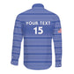 Custom Liberia Football Long Sleeve Button Shirt African Tribal Pattern - Blue Jersey - African Pride