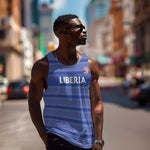 Custom Liberia Football Men Tank Top African Tribal Pattern - Blue Jersey - African Pride