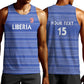 Custom Liberia Football Men Tank Top African Tribal Pattern - Blue Jersey - African Pride