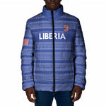 Custom Liberia Football Padded Jacket Women Blue Jersey