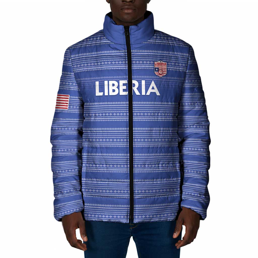 Custom Liberia Football Padded Jacket Women Blue Jersey