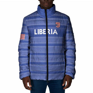 Custom Liberia Football Padded Jacket Women Blue Jersey