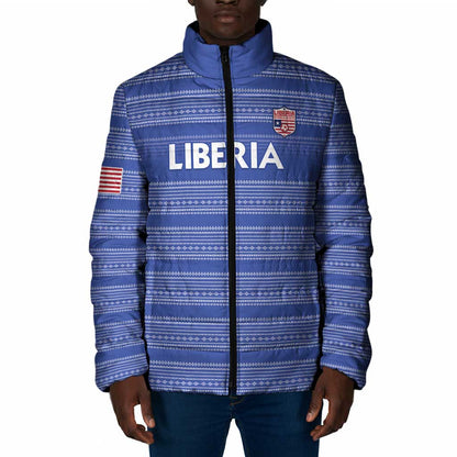 Custom Liberia Football Padded Jacket Women Blue Jersey