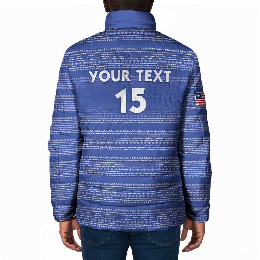 Custom Liberia Football Padded Jacket Women Blue Jersey