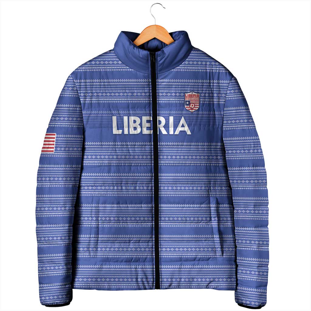 Custom Liberia Football Padded Jacket Women Blue Jersey