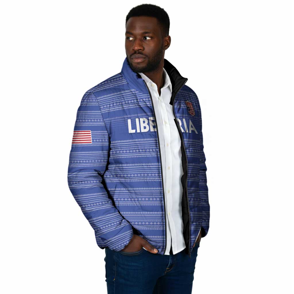 Custom Liberia Football Padded Jacket Women Blue Jersey