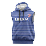 Custom Liberia Football Sleeveless Hoodie African Tribal Pattern - Blue Jersey - African Pride