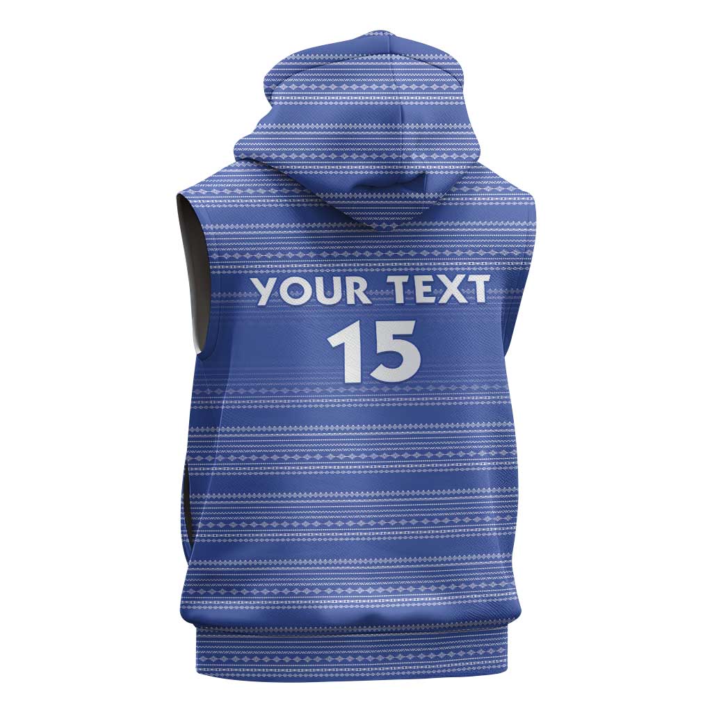 Custom Liberia Football Sleeveless Hoodie African Tribal Pattern - Blue Jersey - African Pride