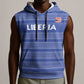 Custom Liberia Football Sleeveless Hoodie African Tribal Pattern - Blue Jersey - African Pride