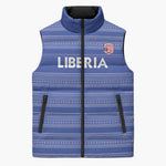 Custom Liberia Football Sleeveless Puffer Jacket Women Blue Jersey