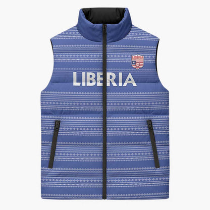 Custom Liberia Football Sleeveless Puffer Jacket Women Blue Jersey