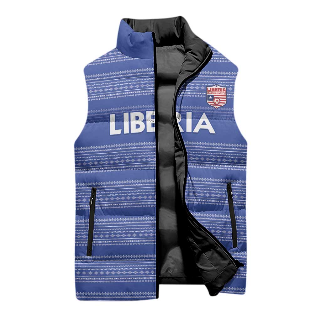 Custom Liberia Football Sleeveless Puffer Jacket Women Blue Jersey