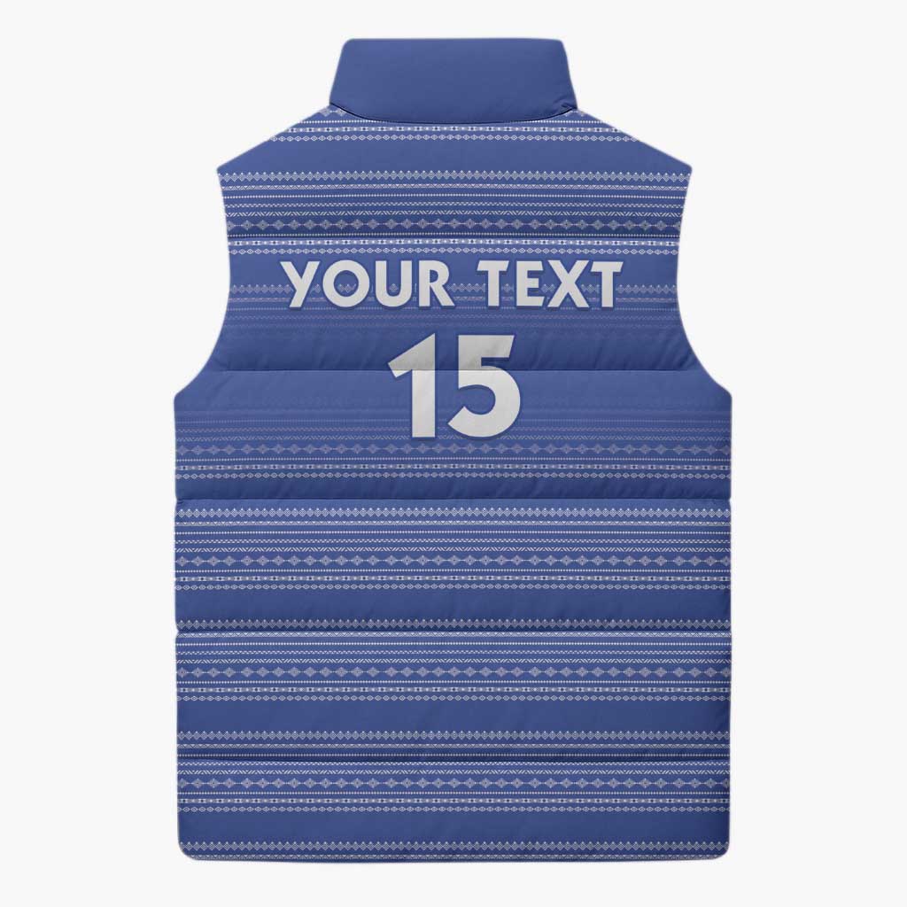 Custom Liberia Football Sleeveless Puffer Jacket Women Blue Jersey
