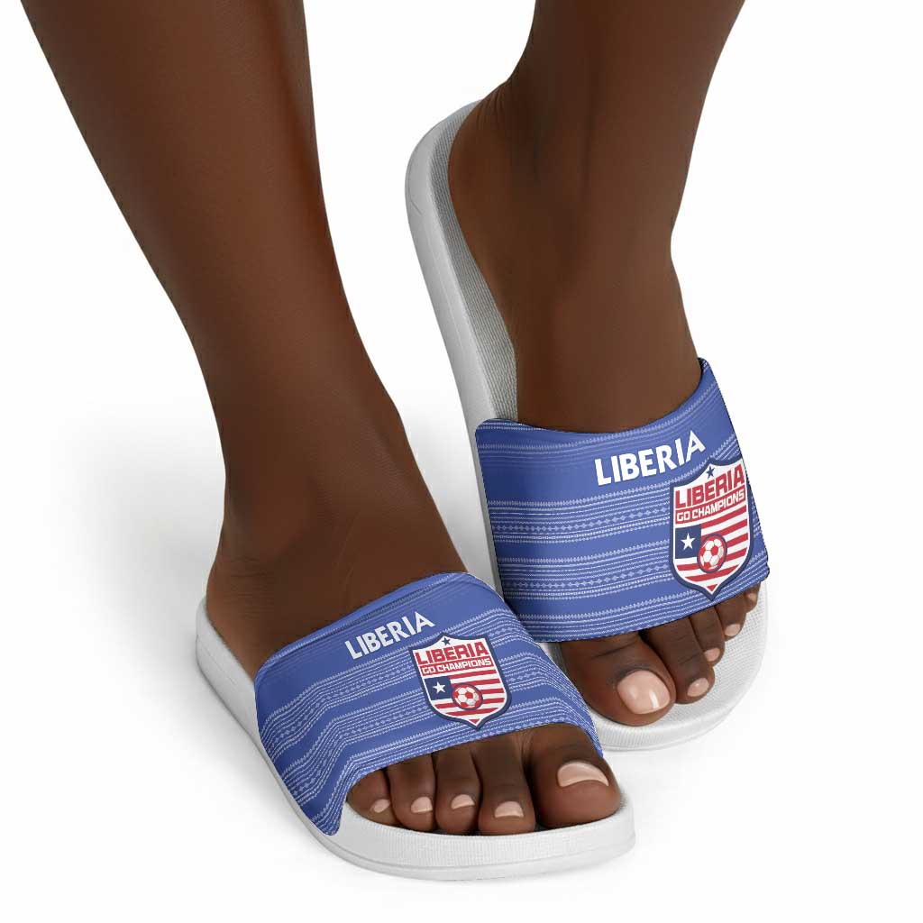 Liberia Football Slide Sandals Women Blue Jersey