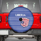 Liberia Football Spare Tire Cover African Tribal Pattern - Blue Jersey - African Pride