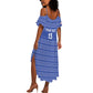 Custom Liberia Football Summer Maxi Dress African Tribal Pattern - Blue Jersey - African Pride