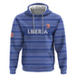 Custom Liberia Football Zip Hoodie African Tribal Pattern - Blue Jersey - African Pride