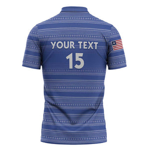 Custom Liberia Football Zipper Polo Shirt Women Blue Jersey
