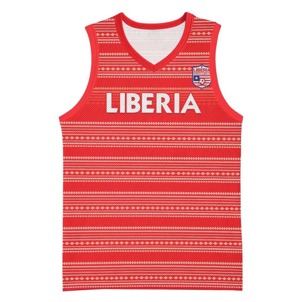 Custom Liberia Football Basketball Jersey African Tribal Pattern - Red Jersey LT15
