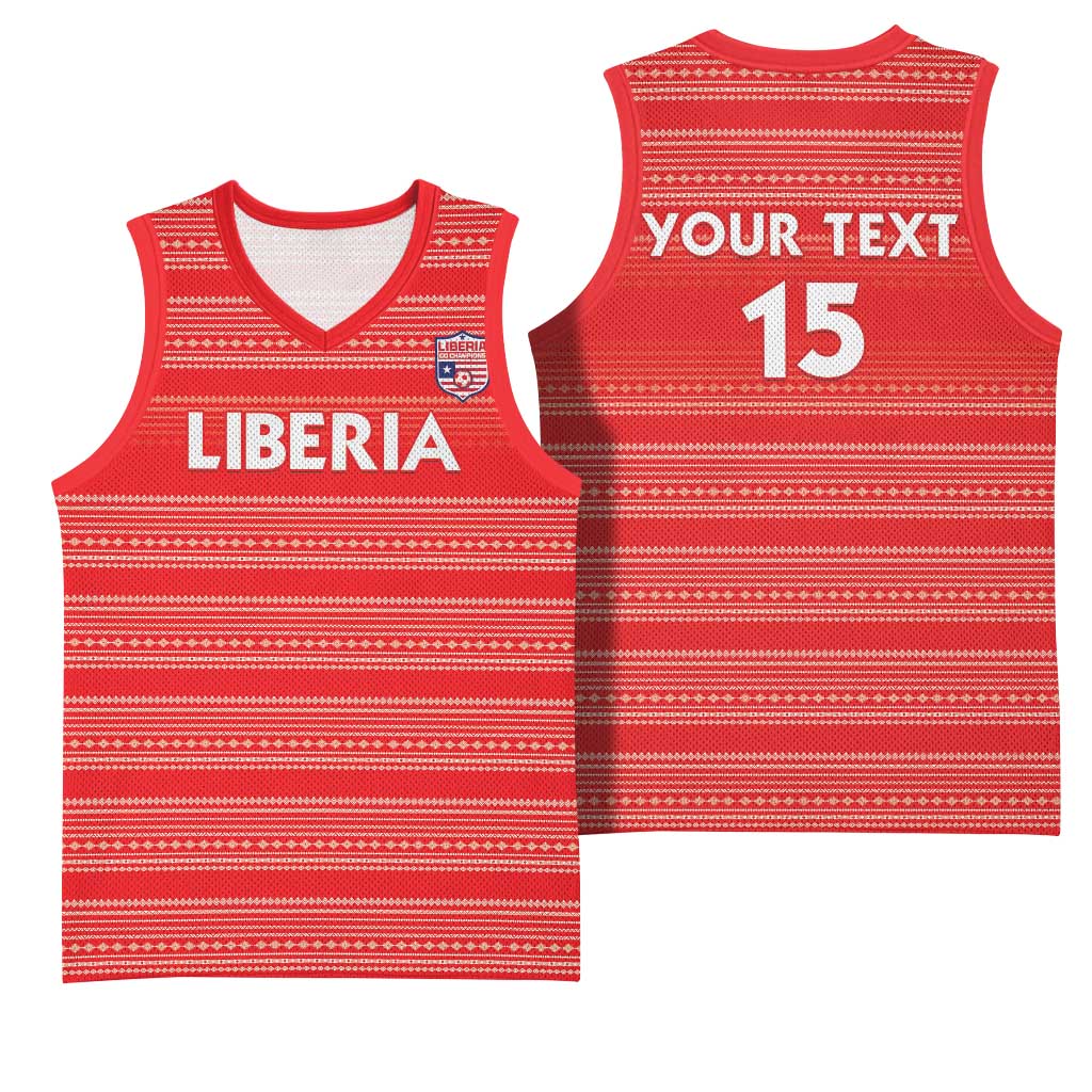 Custom Liberia Football Basketball Jersey African Tribal Pattern - Red Jersey LT15