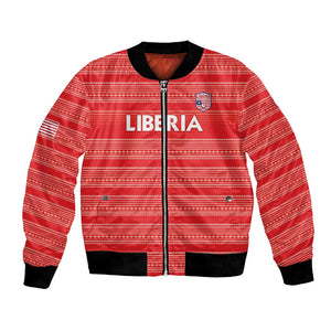 Custom Liberia Football Bomber Jacket African Tribal Pattern - Red Jersey - African Pride